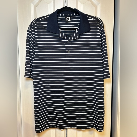 FootJoy FJ - Men's Black Striped Casual Basic Outdoor Polo Shirt in Size L - Picture 2 of 12